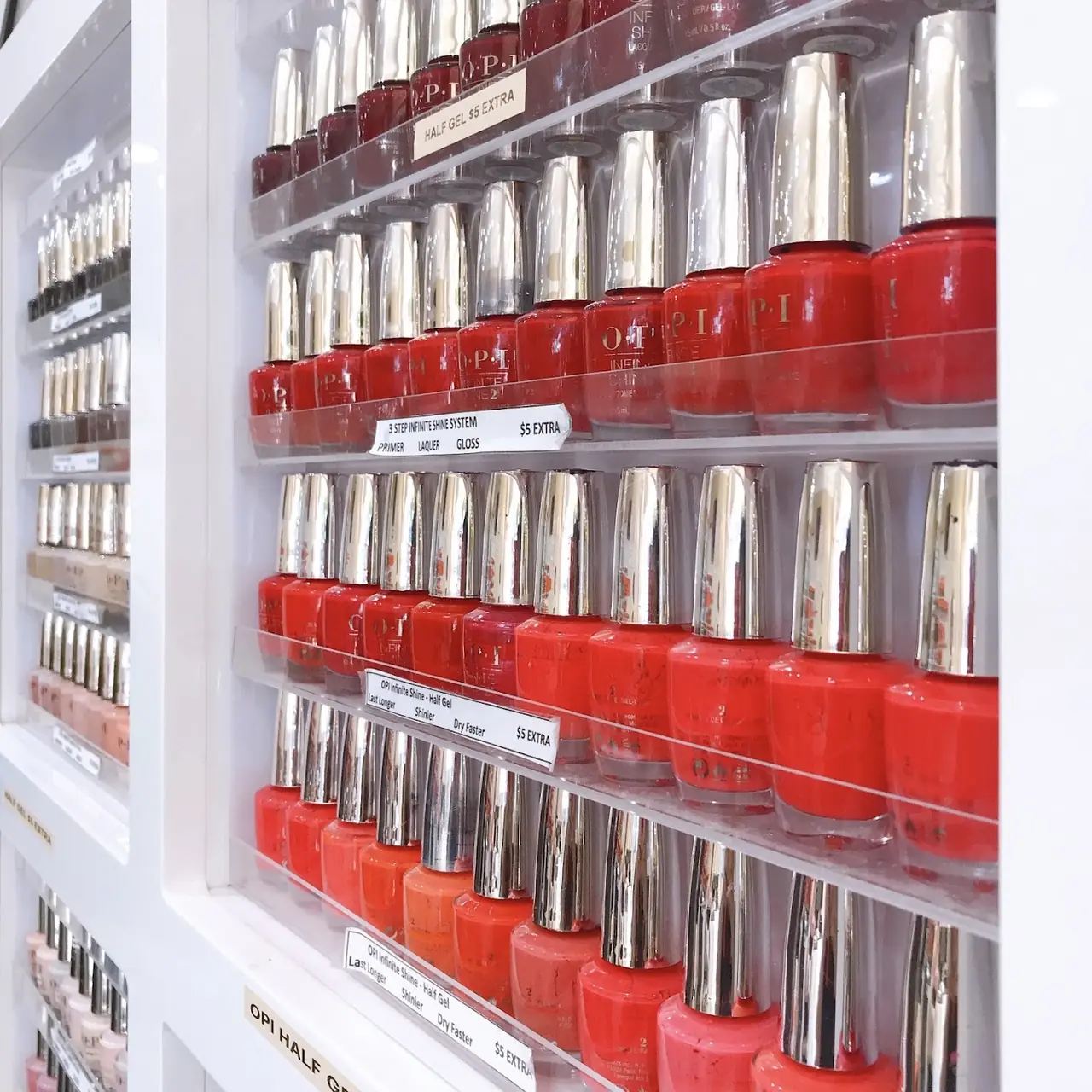 The OPI colour wall at Elite Nails & Spa